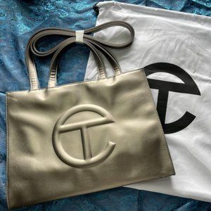 Teflar Medium Bronze Shopping Bag Vegan Leather